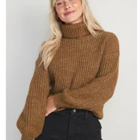 Old Navy Sweaters - Old Navy Marled Shaker-Stitch Tunic-Length Turtleneck Sweater